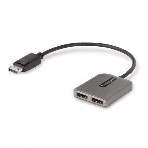 StarTech.com 2-Port DisplayPort MST Hub, Dual 4K 60Hz, DP to 2x DisplayPort Monitor Adapter, DP 1.4 Multi-Monitor Video Adapter, 1ft (30cm) Built-in Cable, USB Powered, Windows Only