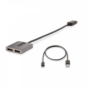 StarTech.com 2-Port DisplayPort MST Hub, Dual 4K 60Hz, DP to 2x DisplayPort Monitor Adapter, DP 1.4 Multi-Monitor Video Adapter, 1ft (30cm) Built-in Cable, USB Powered, Windows Only
