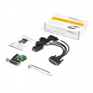 StarTech.com 4-port PCI Express RS232 Serial Adapter Card - PCIe RS232 Serial Host Controller Card - PCIe to Serial DB9 - 16950 UART - Low Profile Expansion Card - Windows/Linux