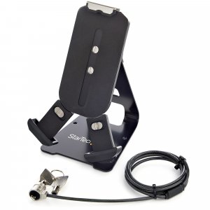StarTech.com Secure Tablet Stand w/ K-Slot Cable Lock - Locking Tablet Holder for 7.9″-13″ Tablets - Universal Adjustable Tablet Mount for Desk/Surface - Lockable Anti-Theft Security Mount