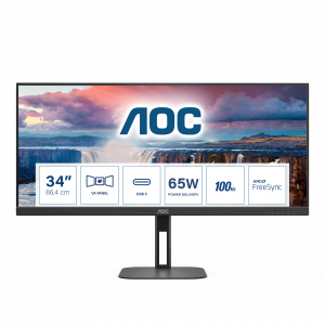 AOC V5 U34V5C/BK computer monitor 86.4 cm (34″) 3440 x 1440 pixels UltraWide Quad HD LCD Black