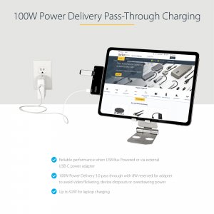 StarTech.com USB C Multiport Adapter - USB-C to 4K 60Hz HDMI 2.0, 100W Power Delivery Pass-Through Charging, 3-Port USB 3.0 Hub, Audio - USB-C Mini Dock - Portable USB Type-C Travel Dock
