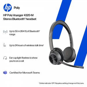 HP Poly Voyager 4320-M Headset +USB-C Cable +BT700 dongle