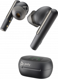 POLY Voyager Free 60+ UC Carbon Black Earbuds +BT700 USB-A Adapter +Touchscreen Charge Case