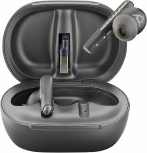 POLY Voyager Free 60+ UC Carbon Black Earbuds +BT700 USB-A Adapter +Touchscreen Charge Case