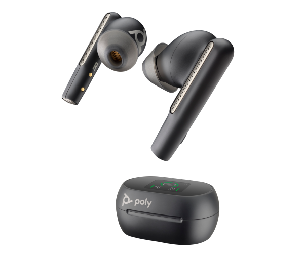 HP Poly Voyager Free 60+ UC Carbon Black Earbuds +BT700 USB-C Adapter +Touchscreen Charge Case