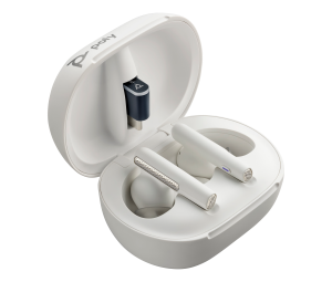 HP Poly Voyager Free 60+ UC White Sand Earbuds +BT700 USB-C Adapter +Touchscreen Charge Case