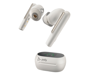 HP Poly Voyager Free 60+ UC White Sand Earbuds +BT700 USB-C Adapter +Touchscreen Charge Case