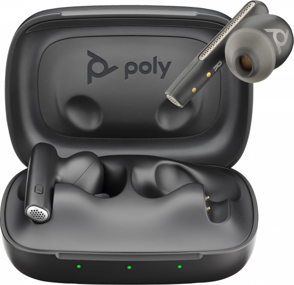 POLY Voyager Free 60 UC Carbon Black Earbuds +BT700 USB-C Adapter +Basic Charge Case