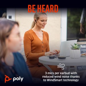 POLY Voyager Free 60 UC Carbon Black Earbuds +BT700 USB-C Adapter +Basic Charge Case
