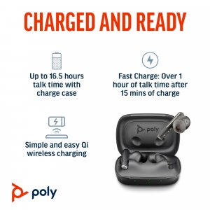 POLY Voyager Free 60 UC Carbon Black Earbuds +BT700 USB-C Adapter +Basic Charge Case