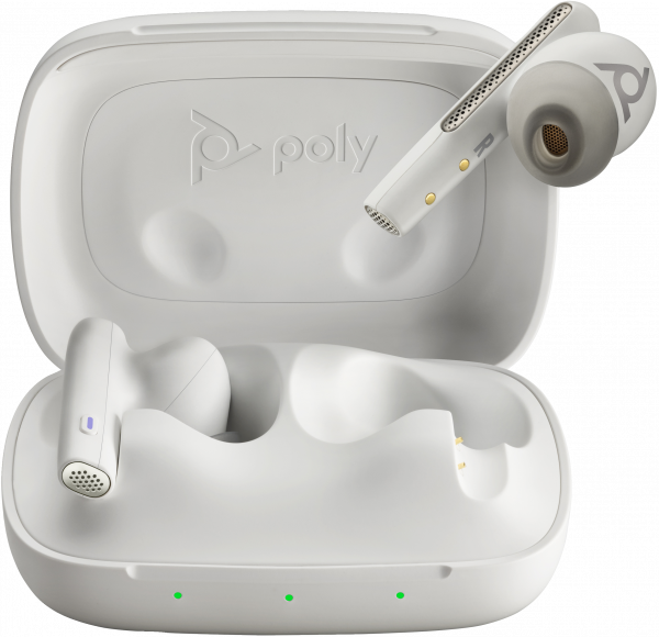 POLY Voyager Free 60 UC M White Sand Earbuds +BT700 USB-C Adapter +Basic Charge Case
