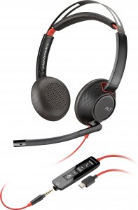 HP 805H3A6 headphones/headset Wired Head-band Office/Call center USB Type-C Black, Red