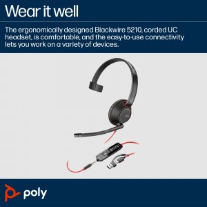 POLY Blackwire C5210 USB-C Headset +Inline Cable