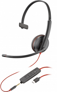 POLY Blackwire C3215 Monaural Headset +Carry Case