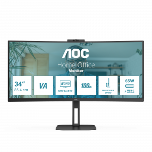 AOC V5 CU34V5CW LED display 86.4 cm (34″) 3440 x 1440 pixels Wide Quad HD Black