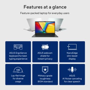 ASUS Vivobook Go 15 E1504GA-NJ084W Intel Core i3 N-series i3-N305 Laptop 39.6 cm (15.6") Full HD 8 GB DDR4-SDRAM 256 GB Flash Wi-Fi 6E (802.11ax) Windows 11 Home in S mode Silver