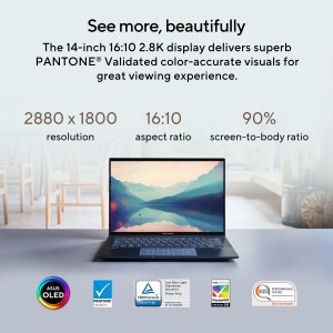 ASUS Zenbook 14 OLED UX3402VA-KN114W Intel® Core™ i5 i5-1340P Laptop 35.6 cm (14") Touchscreen 2.8K 16 GB LPDDR5-SDRAM 512 GB SSD Wi-Fi 6E (802.11ax) Windows 11 Home Blue