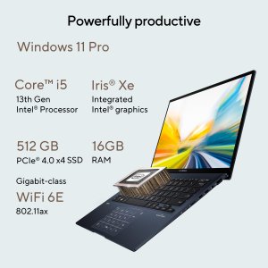 ASUS Zenbook 14 OLED UX3402VA-KN114W Intel® Core™ i5 i5-1340P Laptop 35.6 cm (14") Touchscreen 2.8K 16 GB LPDDR5-SDRAM 512 GB SSD Wi-Fi 6E (802.11ax) Windows 11 Home Blue