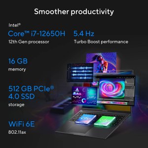 ASUS Vivobook 16X K3605ZU-N1058W Intel® Core™ i7 i7-12650H Laptop 40.6 cm (16") WUXGA 16 GB DDR4-SDRAM 512 GB SSD NVIDIA GeForce RTX 4050 Wi-Fi 6E (802.11ax) Windows 11 Home Silver