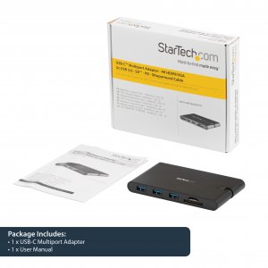 StarTech.com USB C Multiport Adapter - USB Type-C Mini Dock with HDMI 4K or VGA 1080p Video - 100W Power Delivery Passthrough, 3-port USB 3.0 Hub, GbE, SD & MicroSD - Laptop Travel Dock