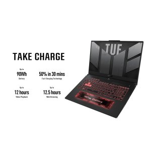 ASUS TUF Gaming A17 FA707XI-HX021W Laptop 43.9 cm (17.3") Full HD AMD Ryzen™ 9 7940HS 16 GB DDR5-SDRAM 512 GB SSD NVIDIA GeForce RTX 4070 Wi-Fi 6 (802.11ax) Windows 11 Home Black, Grey