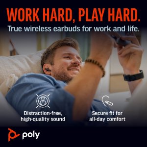 POLY Voyager Free 60 Carbon Black Earbuds +Basic Charge Case