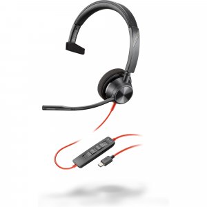 Poly Blackwire 3310 Monaural USB-C Headset +USB-C/A Adapter
