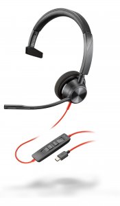 Poly Blackwire 3310 Monaural USB-C Headset +USB-C/A Adapter