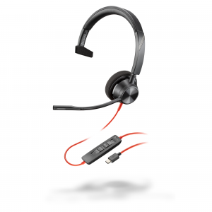 Poly Blackwire 3310 Monaural USB-C Headset +USB-C/A Adapter