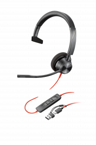 HP Poly Blackwire 3310 Monaural USB-C Headset +USB-C/A Adapter
