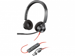 Poly Blackwire 3320 USB-C + USB-A Wired Headset with Adapter MS Teams Certified (HP|Poly)