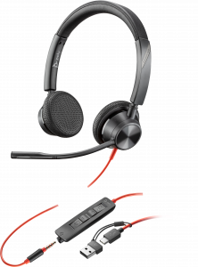 POLY Blackwire 3325 Stereo USB-C Headset +3.5mm Plug +USB-C/A Adapter