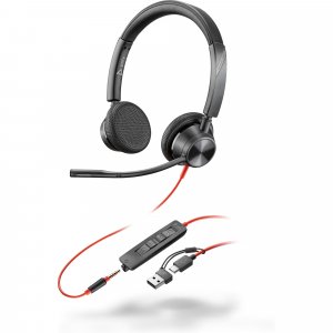 POLY Blackwire 3325 Stereo USB-C Headset +3.5mm Plug +USB-C/A Adapter
