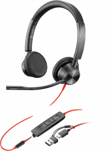 POLY Blackwire 3325 Stereo Microsoft Teams Certified USB-C Headset +3.5mm Plug +USB-C/A Adapter