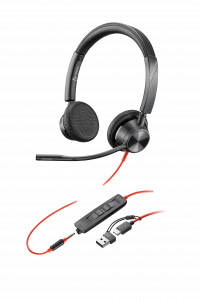 Poly Blackwire 3325 Stereo Microsoft Teams Certified USB-C Headset +3.5mm Plug +USB-C/A Adapter