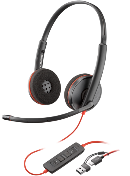 Poly Blackwire 3220 USB-C + USB-A Wired Headset (Bulk) (HP|Poly)
