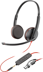 Poly Blackwire 3225 USB-C + USB-A Wired Headset with Adapter (HP|Poly)