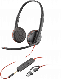 POLY Blackwire 3225 Stereo USB-C Headset +3.5mm Plug +USB-C/A Adapter