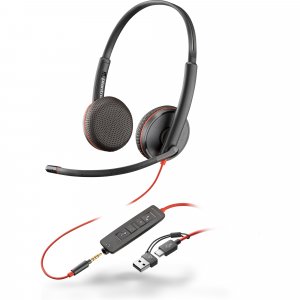POLY Blackwire 3225 Stereo USB-C Headset +3.5mm Plug +USB-C/A Adapter