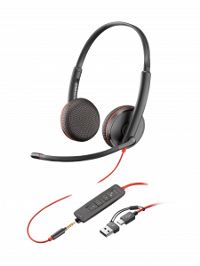 HP Poly Blackwire 3225 Stereo USB-C Headset +3.5mm Plug +USB-C/A Adapter