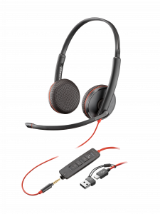 HP Poly Blackwire 3225 Stereo USB-C Headset +3.5mm Plug +USB-C/A Adapter