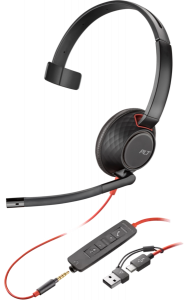 Poly Blackwire 5210 USB-C + USB-A + 3.5mm Wired Headset with Adapter (HP|Poly)