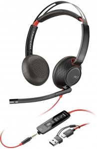 Poly Blackwire 5220 USB-C + USB-A + 3.5mm Wired Headset with Adapter (HP|Poly)