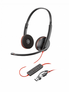 POLY Blackwire 3220 Stereo USB-C Black Headset +USB-C/A Adapter (Bulk)
