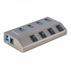 StarTech.com 4-Port Self-Powered USB-C Hub with Individual On/Off Switches, USB 3.0 5Gbps Expansion Hub w/Power Supply, Desktop/Laptop USB-C to USB-A Hub, USB Type C Hub w/BC 1.2