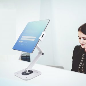 StarTech.com Adjustable Tablet Stand for Desk - Wall Mountable - Capacity 2.2lb (1kg) - Ergonomic Articulating Universal Tablet Stand - Tablet Holder for Desk Pivot/Swivel/Rotate