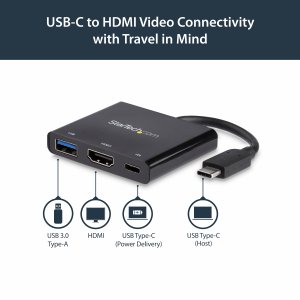 StarTech.com USB-C Multiport Adapter with HDMI - USB 3.0 Port - 60W PD - Black