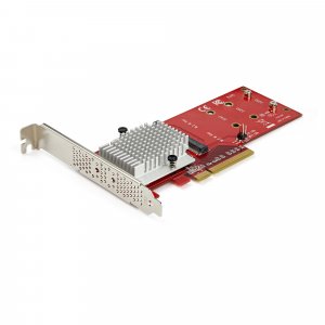 StarTech.com Dual M.2 PCIe SSD Adapter Card - x8 / x16 Dual NVMe or AHCI M.2 SSD to PCI Express 3.0 - M.2 NGFF PCIe (M-Key) Compatible - Supports 2242, 2260, 2280 - JBOD - Mac & PC