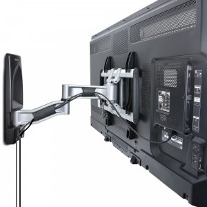 StarTech.com Articulating TV Wall Mount, VESA Wall Mount, Supports 26 to 65 inch/99lb/Flat/Curved TVs, Retractable Low Profile Wall Mount TV Bracket, Adjustable Corner TV Wall Mount